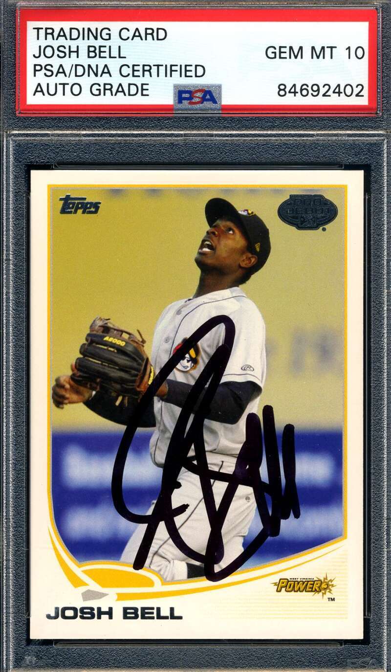 Josh Bell Gem Mint 10 PSA DNA Signed 2013 Topps Pro Debut Rookie Autographed