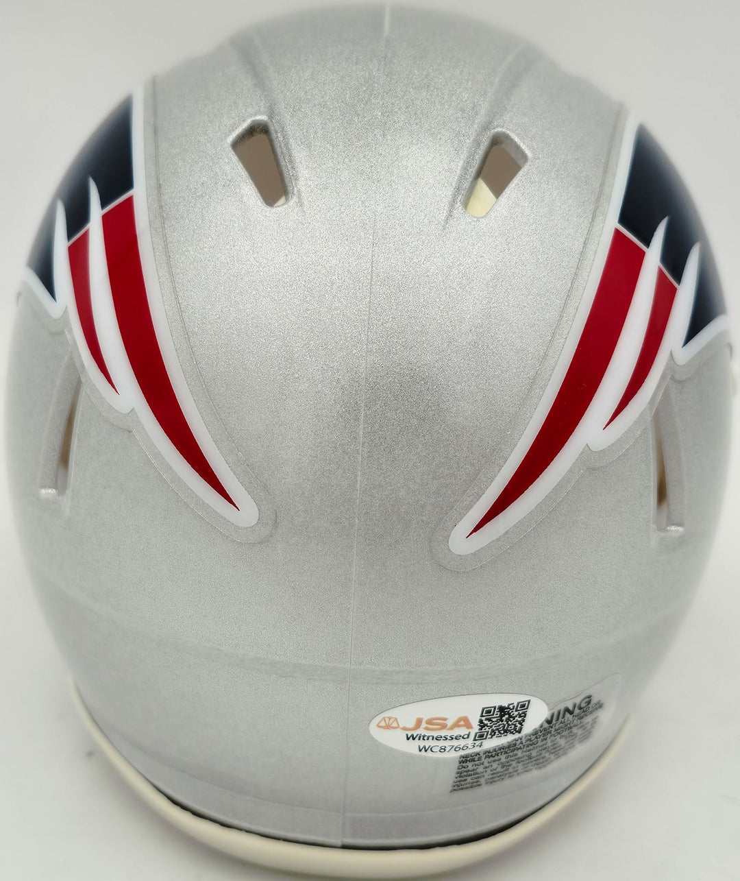 Mike Vrabel Signed Patriots Silver Speed Mini Helmet JSA Witness