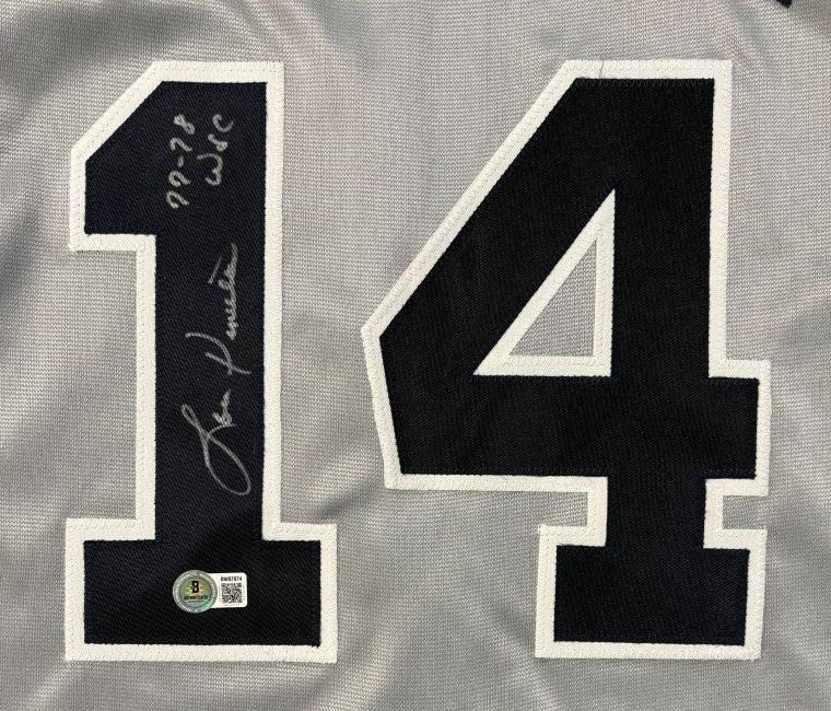 Lou Piniella New York Signed Gray Baseball Jersey 77-78 WSC Inscribed BAS