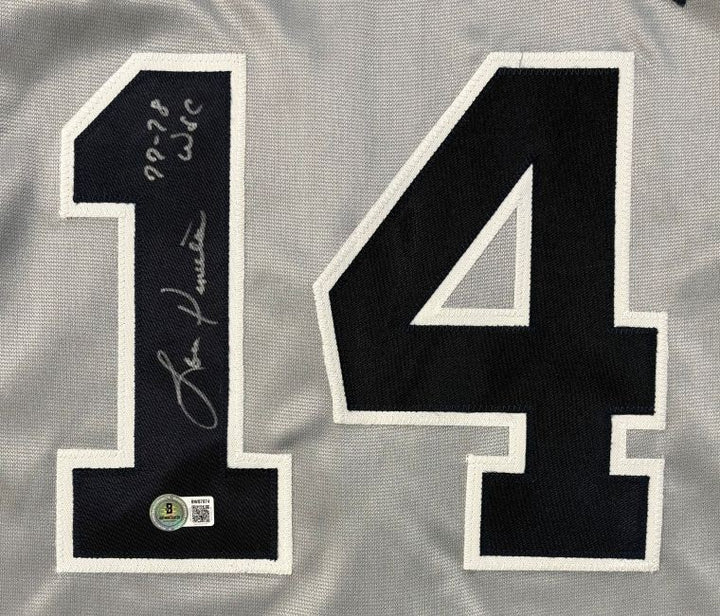 Lou Piniella New York Signed Gray Baseball Jersey 77-78 WSC Inscribed BAS