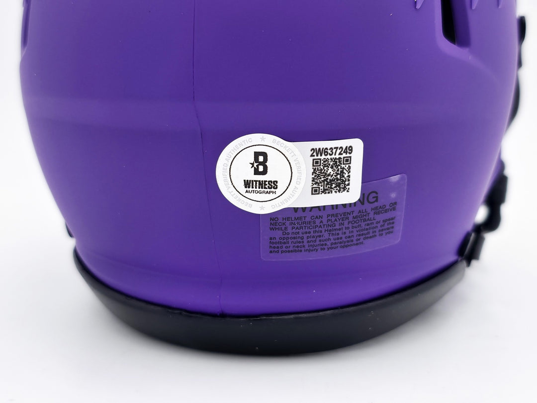 Terrell Suggs Signed Baltimore Ravens Purple Speed Rave Mini Helmet Beckett Wit