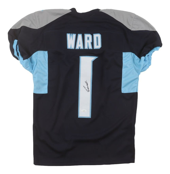 Cam Ward Tennessee Signed Navy Pro Cut Football Jersey JSA Hologram