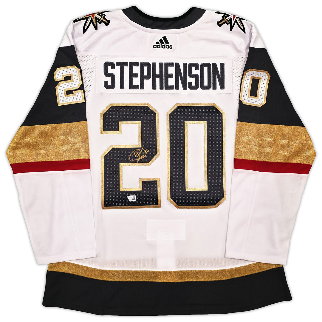 Golden Knights Chandler Stephenson Auto White Adidas 2023 Stanley Cup Jersey 56