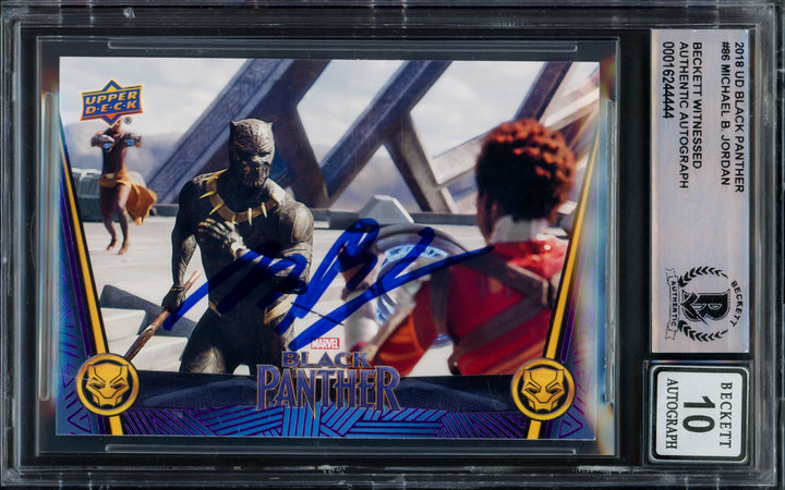 Michael B. Jordan 2018 UD Black Panther Card Marvel Gem 10 Auto Beckett 16244444