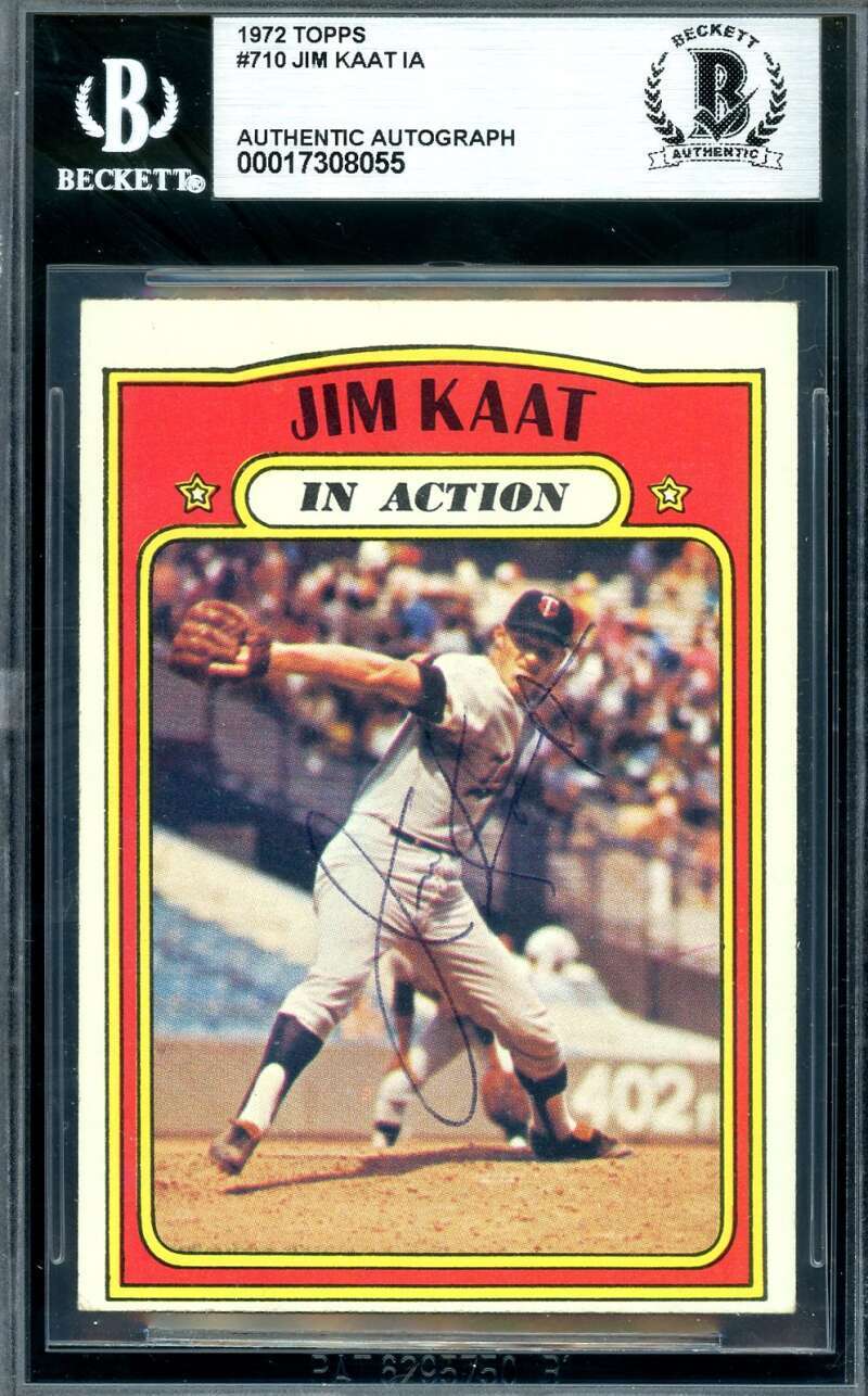 Jim Kaat Beckett BAS Signed 1972 Topps In Action Hi# Autograph