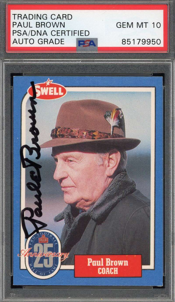 Paul Brown Gem Mint 10 PSA DNA Signed 1988 Swell Greats Autograph