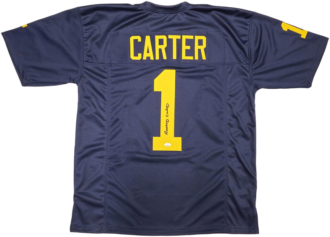 Michigan Wolverines Anthony Carter Autographed Signed Blue Jersey JSA