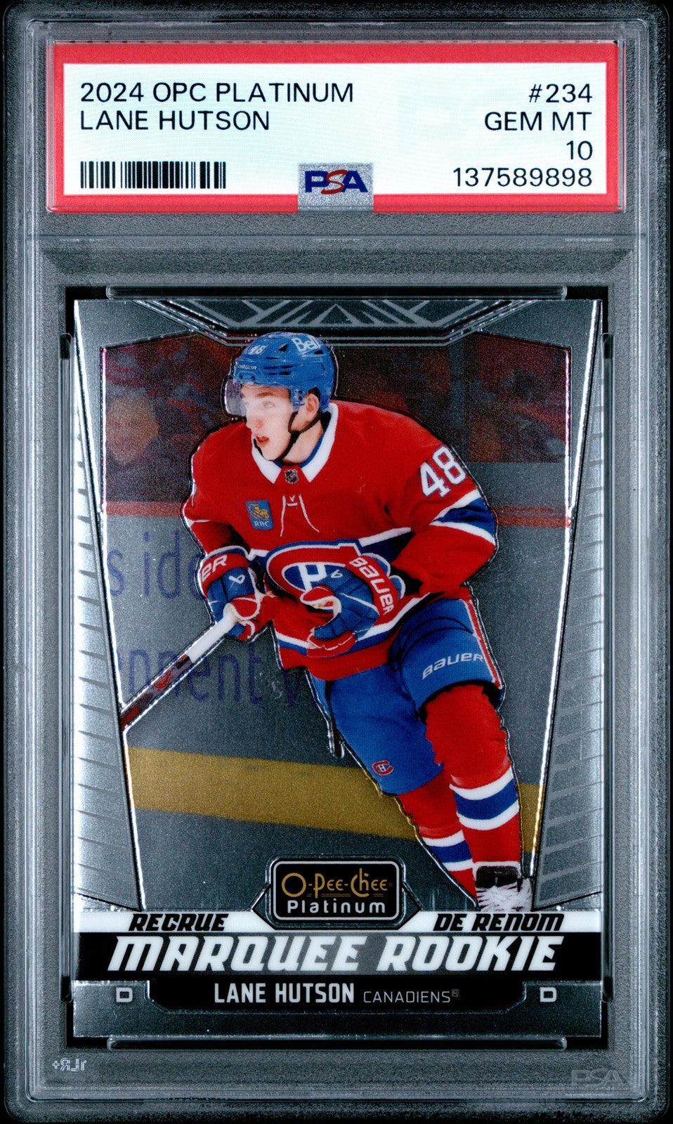 Graded 2024 O-Pee-Chee Platinum Lane Hutson #234 Rookie RC Card PSA 10