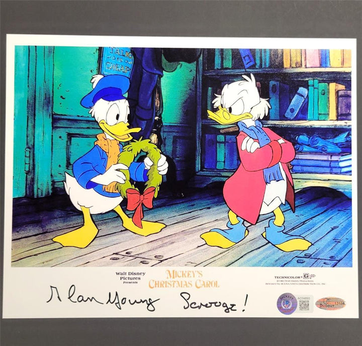 Alan Young voice of Scrooge McDuck signed DuckTales 8x10 photo Beckett BAS Holo