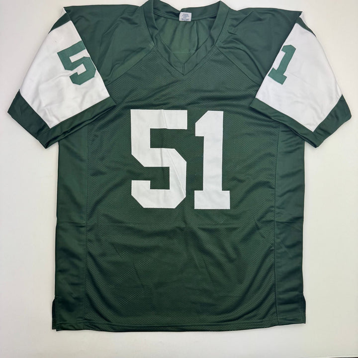 Autographed/Signed Jonathan Vilma New York Green Football Jersey JSA COA