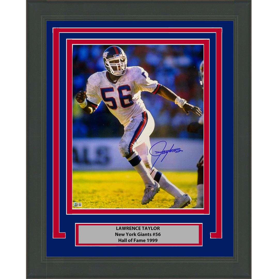 Framed Autographed/Signed Lawrence Taylor New York Giants 8x10 Photo BAS COA #2