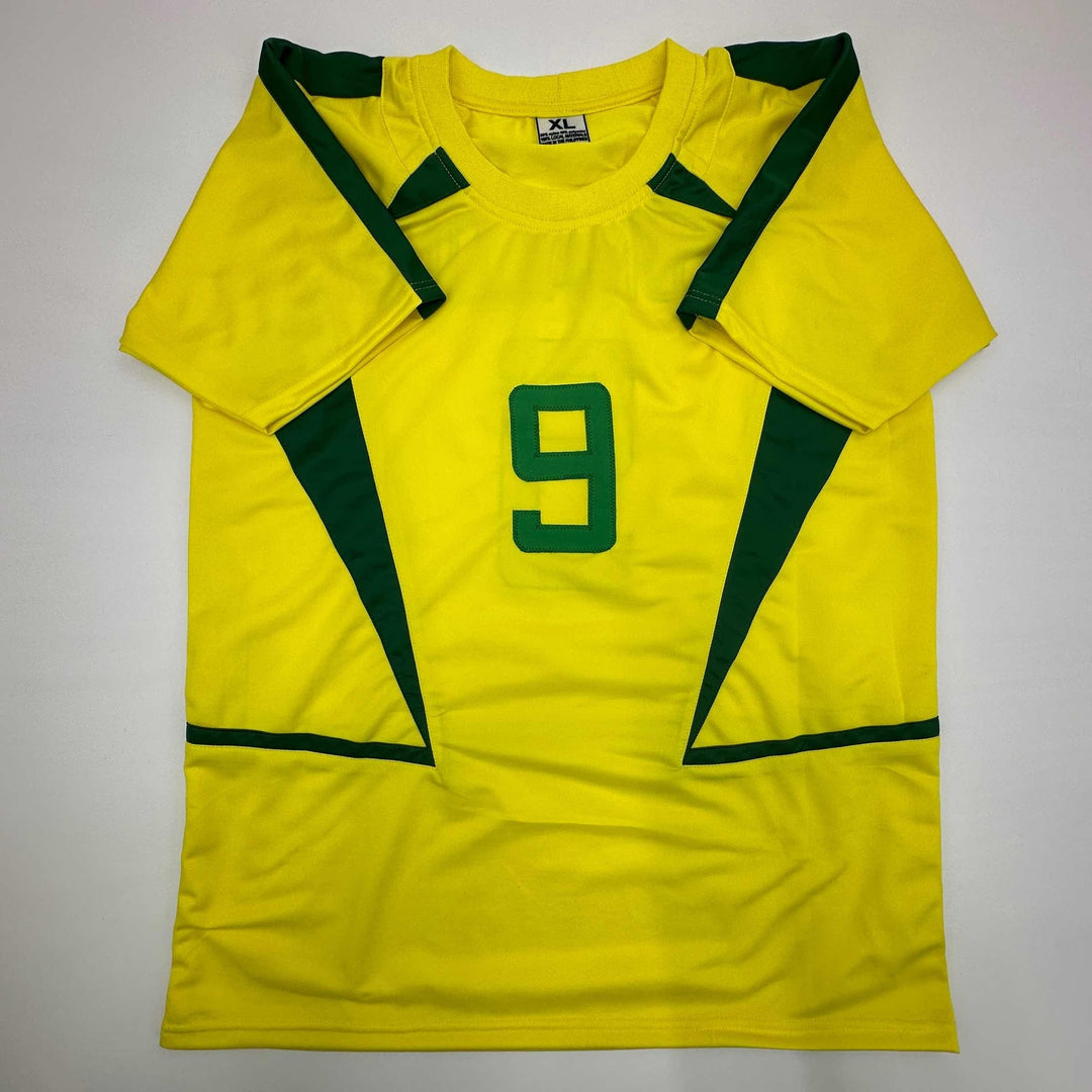 Facsimile Autographed Ronaldo Nazario Brazil Yellow World Cup Reprint Jersey XL
