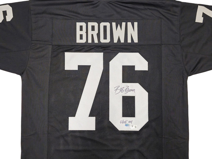 Oakland Raiders Bob Brown Autographed Signed Black Jersey "HOF 04" Beckett