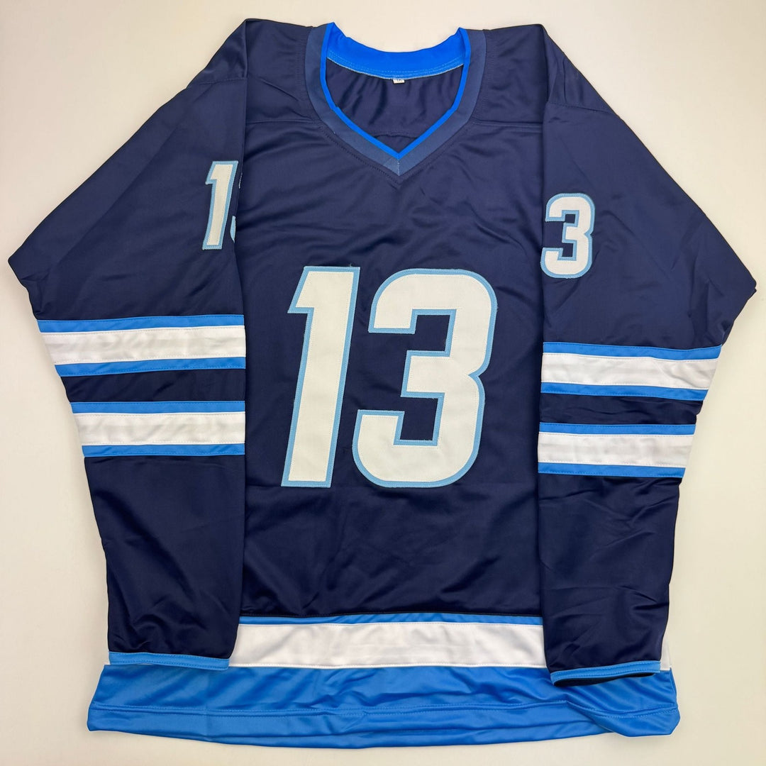 Autographed/Signed Gabriel Vilardi Winnipeg Blue Jersey Beckett BAS COA