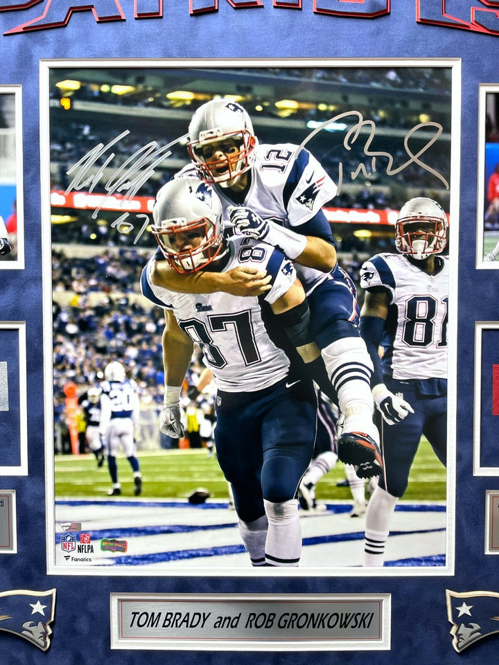 Tom Brady Rob Gronkowski Signed Patriots 16x20 Photo Framed Game Used Fanatics