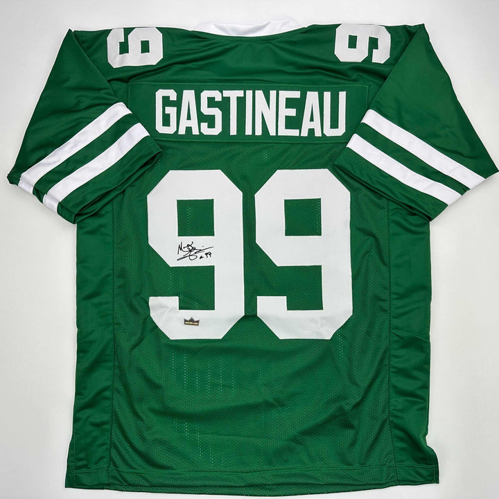 Facsimile Autographed Mark Gastineau New York Green Reprint Jersey Size Men's XL