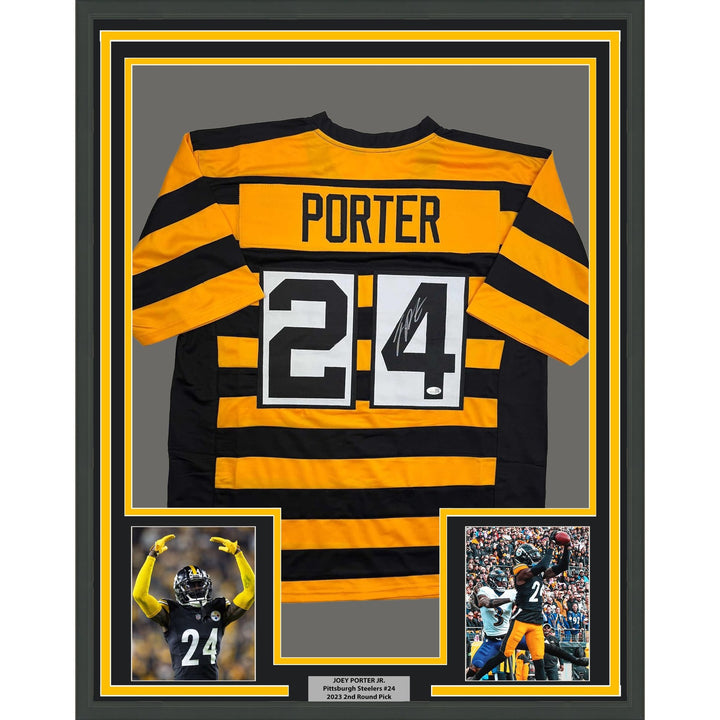Framed Signed Joey Porter Jr. 35x39 Pittsburgh BB Jersey JSA COA