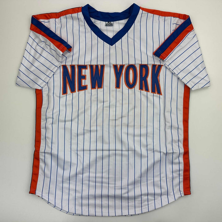 Signed Danny Heep 86 WS Champs New York Pinstripe Jersey JSA COA
