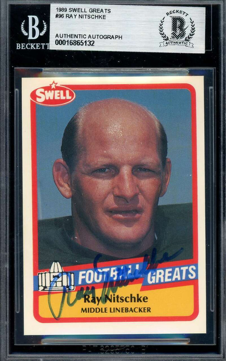 Ray Nitschke Beckett BAS Signed 1989 Swell Greats Autograph