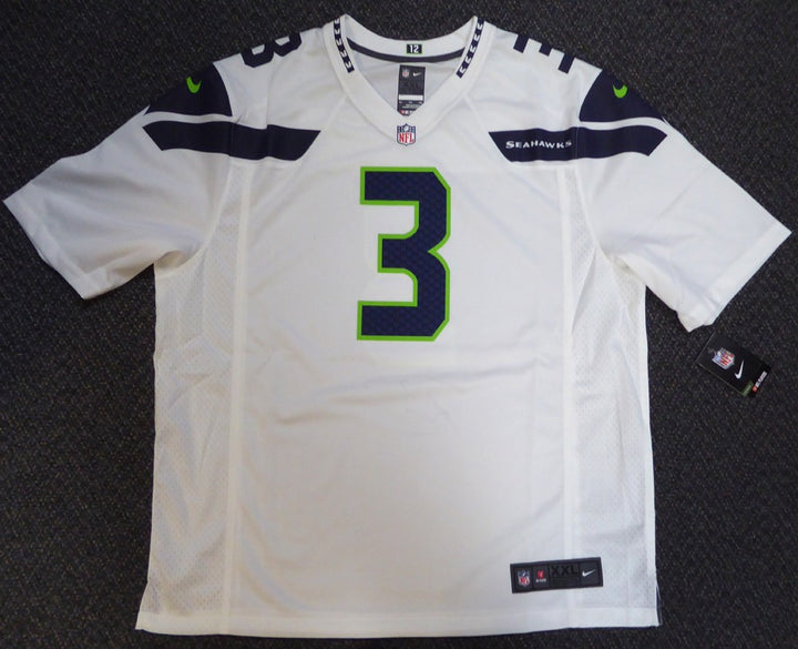 Seattle Seahawks Russell Wilson Signed White Nike Jersey Size XXL RW Holo