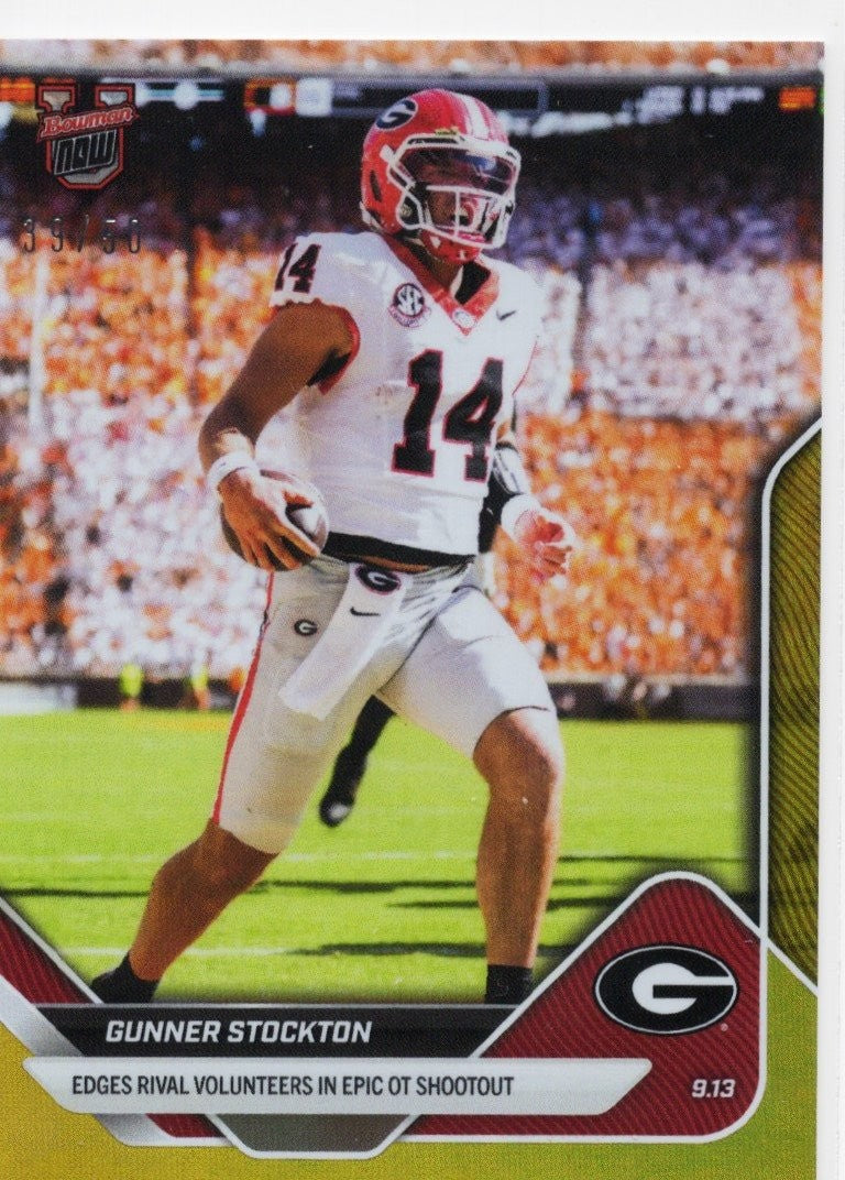 2025 Topps Bowman U Now Gunner Stockton #12 Gold Foil /50 Georgia RC Card
