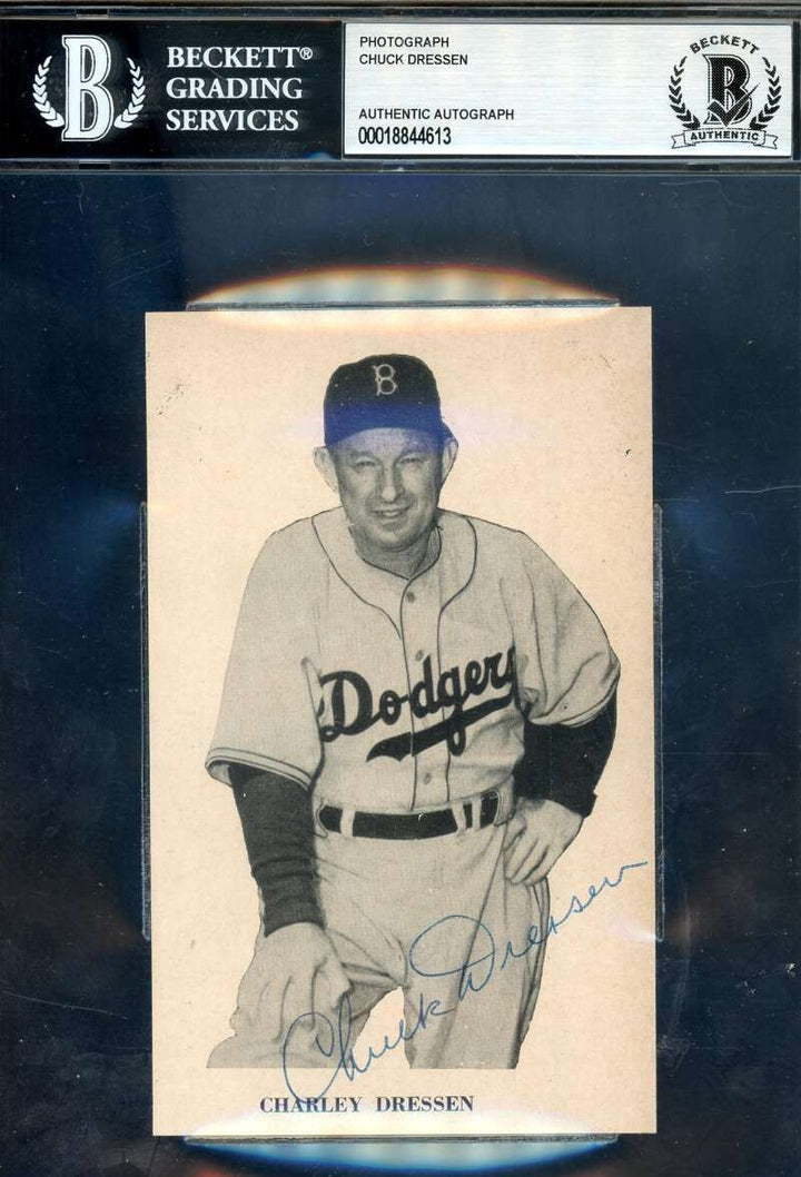 Chuck Dressen Beckett BAS Signed 3x6 Photo 1953 Autograph