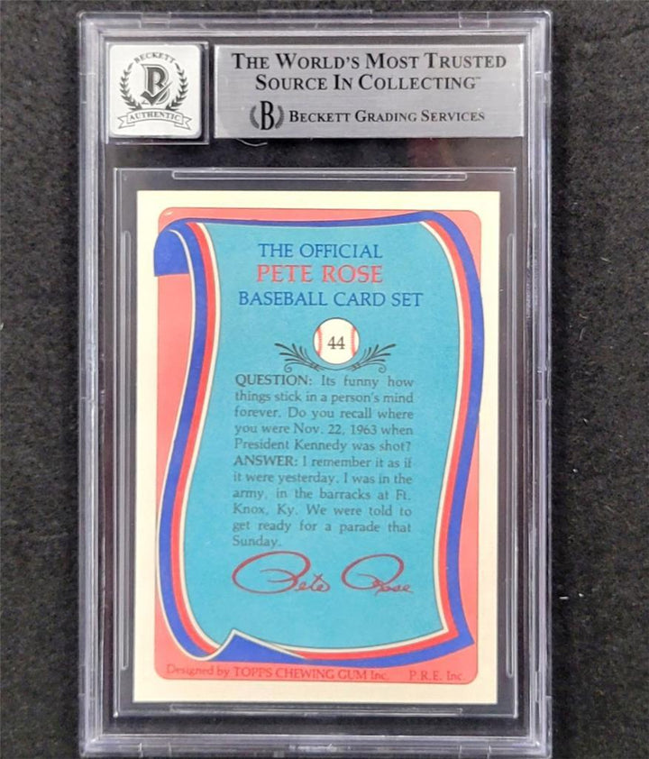 Pete Rose signed 1985 Topps #44 Philadelphia Phillies Card BAS BGS 10 Auto
