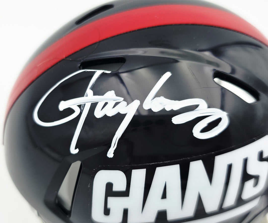 Lawrence Taylor Auto Giants Blue 1980-99 Throwback Speed Mini Helmet Beckett Wit