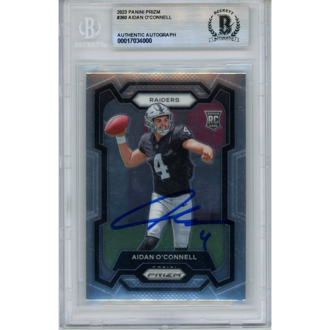 Aidan O'Connell Autographed 2023 Panini #360 Trading Card Beckett 46495