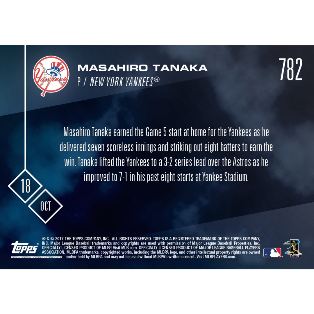 MASAHIRO TANAKA 8 K's 7 INNINGS ALCS TOPPS NOW NY YANKEES POSTSEASON CARD #782