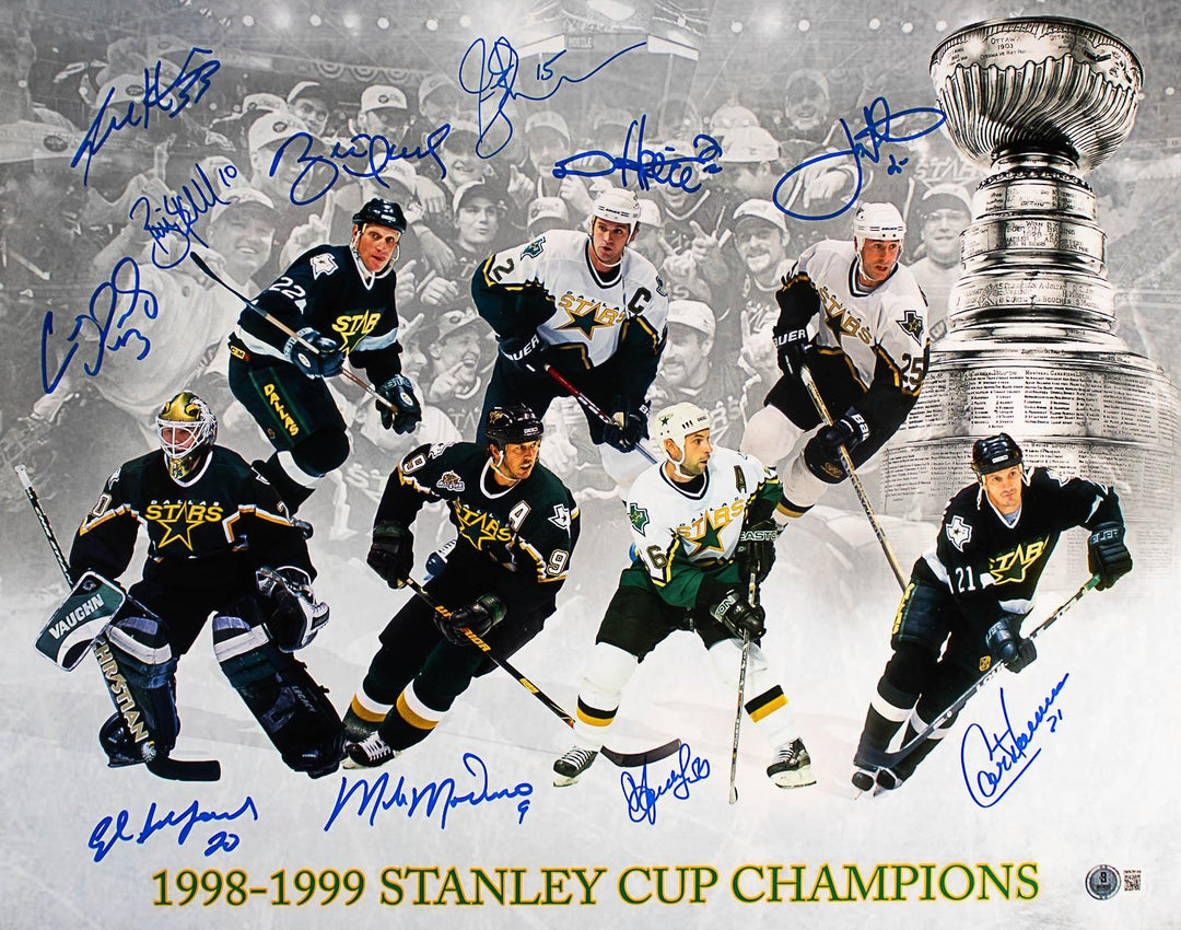 1998/99 Dallas Stars (10) Team Signed 16x20 Stanley Cup Collage Photo BAS