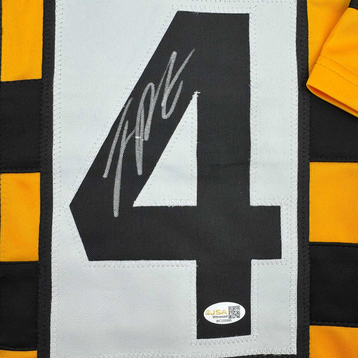 Autographed/Signed Joey Porter Jr. Pittsburgh Bumble Bee Football Jersey JSA COA