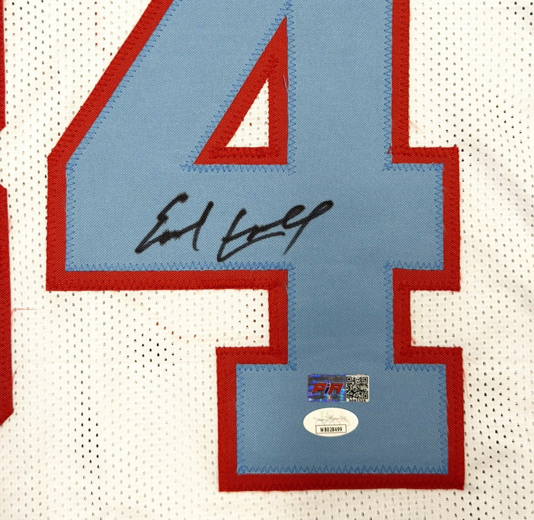Earl Campbell Signed Oilers White Custom Jersey JSA Witness