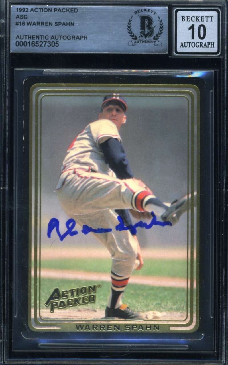 Warren Spahn Gem Mint 10 Beckett BAS Signed 1992 Action Packed Autograph