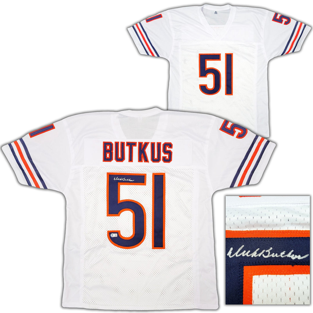 Chicago Bears Dick Butkus Autographed Signed White Jersey Beckett Witness