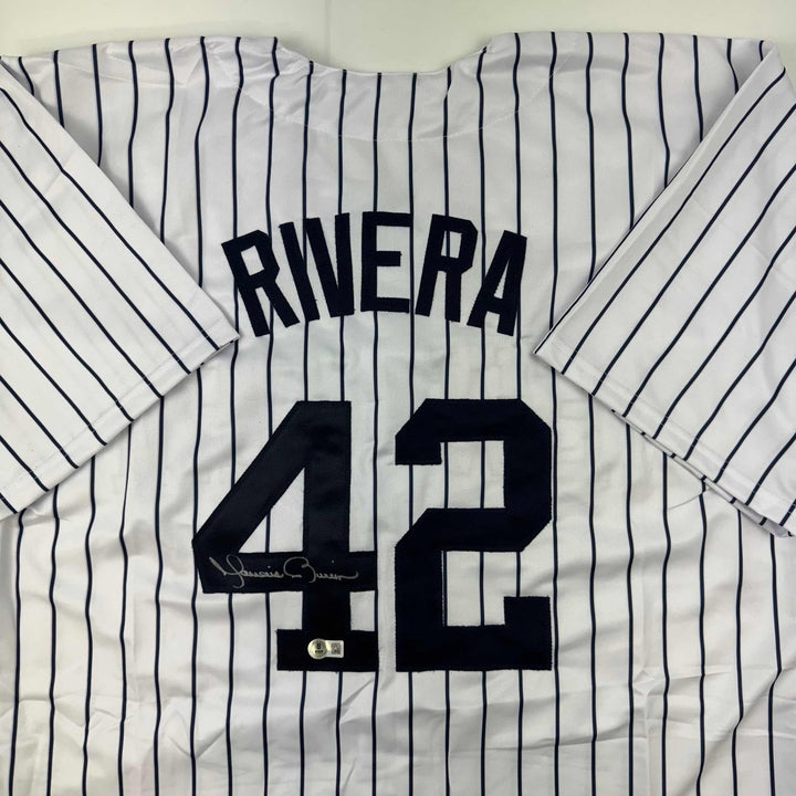 Autographed/Signed Mariano Rivera New York Pinstripe Jersey BAS Holo