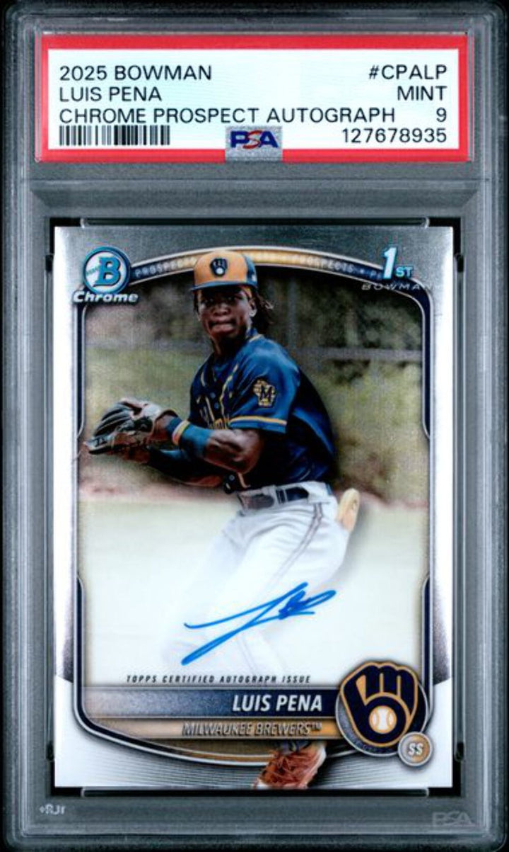 Graded 2025 Topps Bowman Luis Pena #CPALP Chrome Prospects Autograph RC  PSA 9
