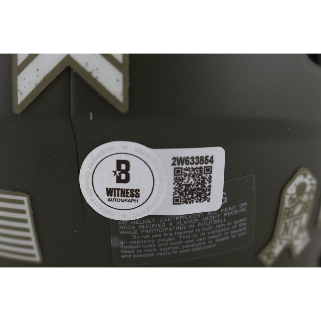 Mike Alstott Autographed Tampa Bay Buccaneers 22 STS Mini Helmet Beckett 50195