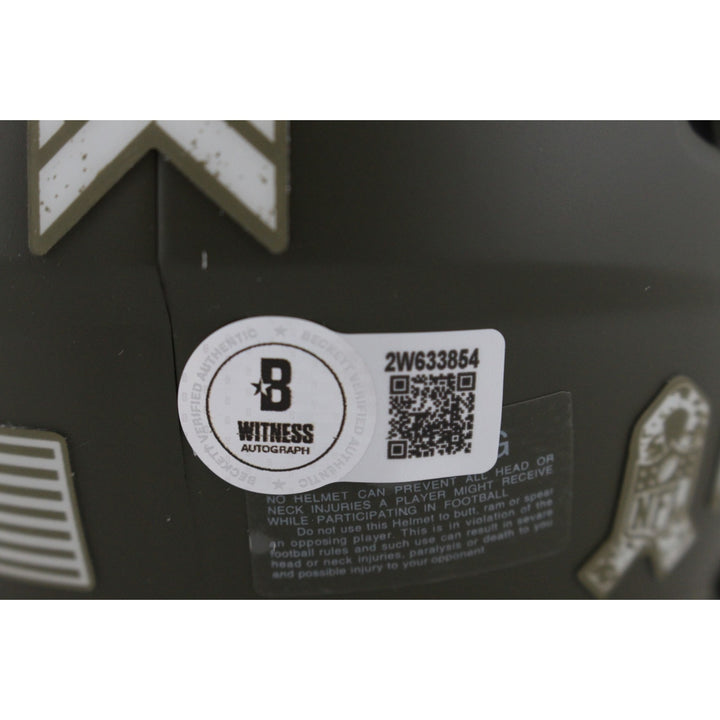 Mike Alstott Autographed Tampa Bay Buccaneers 22 STS Mini Helmet Beckett 50195