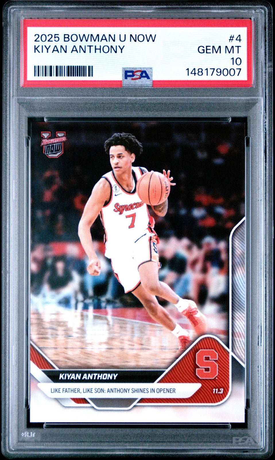 Graded 2025 Topps Bowman U Now Kiyan Anthony #4 Rookie RC Card PSA 10 Gem Mint