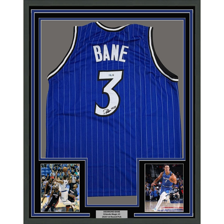Framed Autographed/Signed Desmond Bane 35x39 Orlando Blue Jersey BAS COA