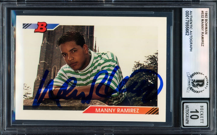 Manny Ramirez Signed 1992 Bowman RC 532 Cleveland Indians Auto GM 10 Beckett