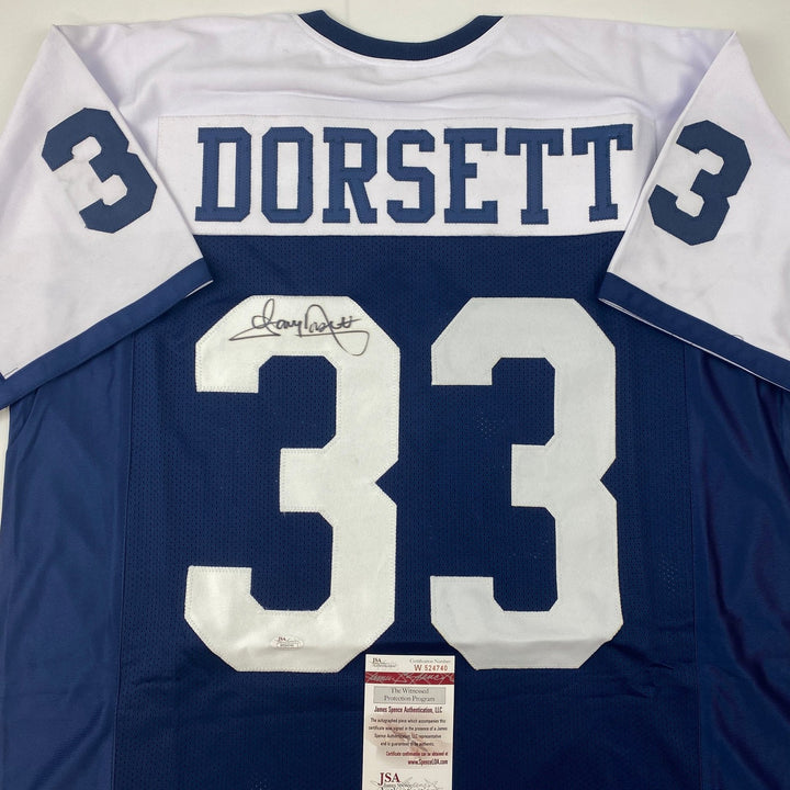 Autographed/Signed Tony Dorsett Dallas Thanksgiving Day Jersey JSA COA