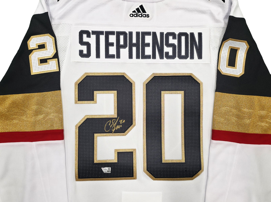 Golden Knights Chandler Stephenson Auto White Adidas 2023 Stanley Cup Jersey 56