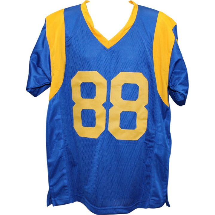 Torry Holt Autographed/Signed Pro Style Sz XL Blue Jersey Beckett W 58520