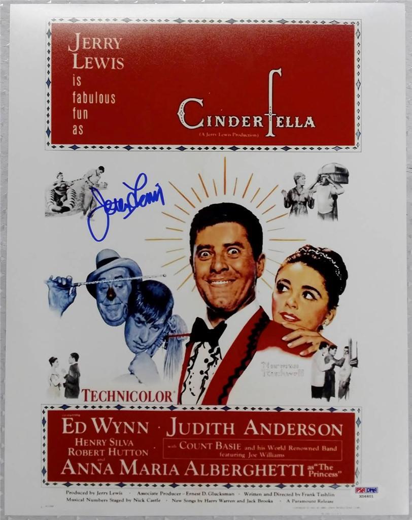 JERRY LEWIS Signed CINDERFELLA 11x14 Photo PSA/DNA COA Full Name Auto AUTOGRAPH
