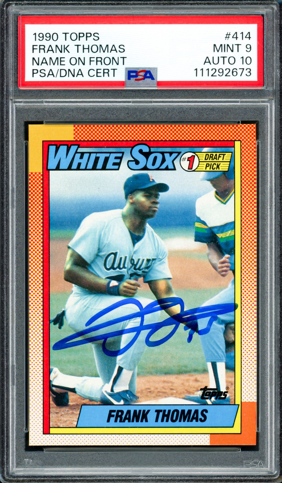 Frank Thomas Signed 1990 Topps RC #414 Chicago White Sox PSA9 Auto 10 PSA/DNA