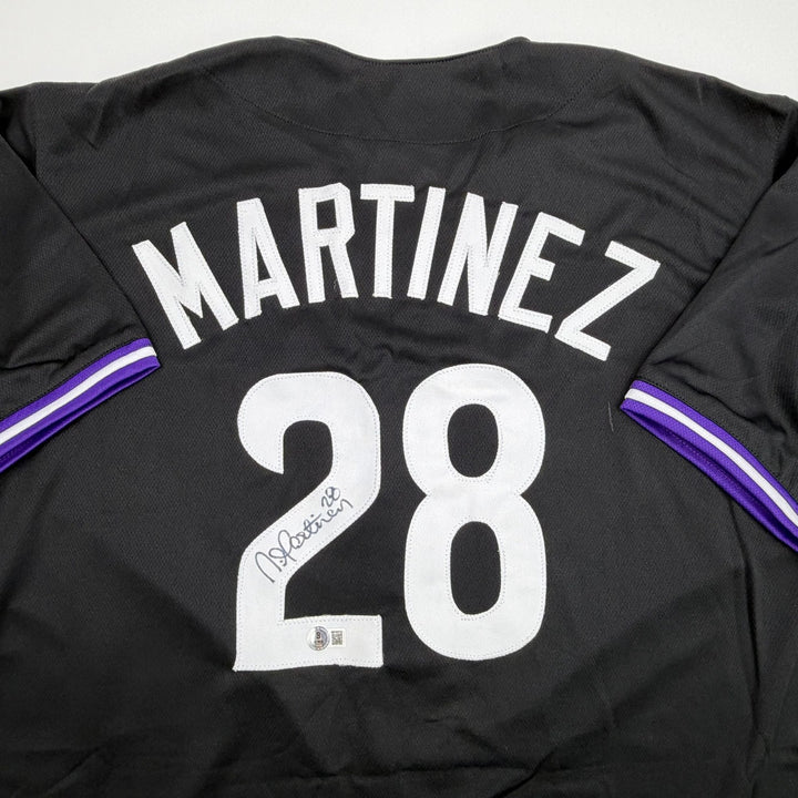 Autographed/Signed Nick Martinez Tampa Bay Black Baseball Jersey Beckett BAS COA