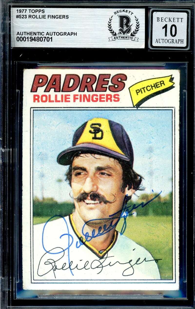 Rollie Fingers Gem Mint 10 Beckett BAS Signed 1977 Topps Autograph Padres