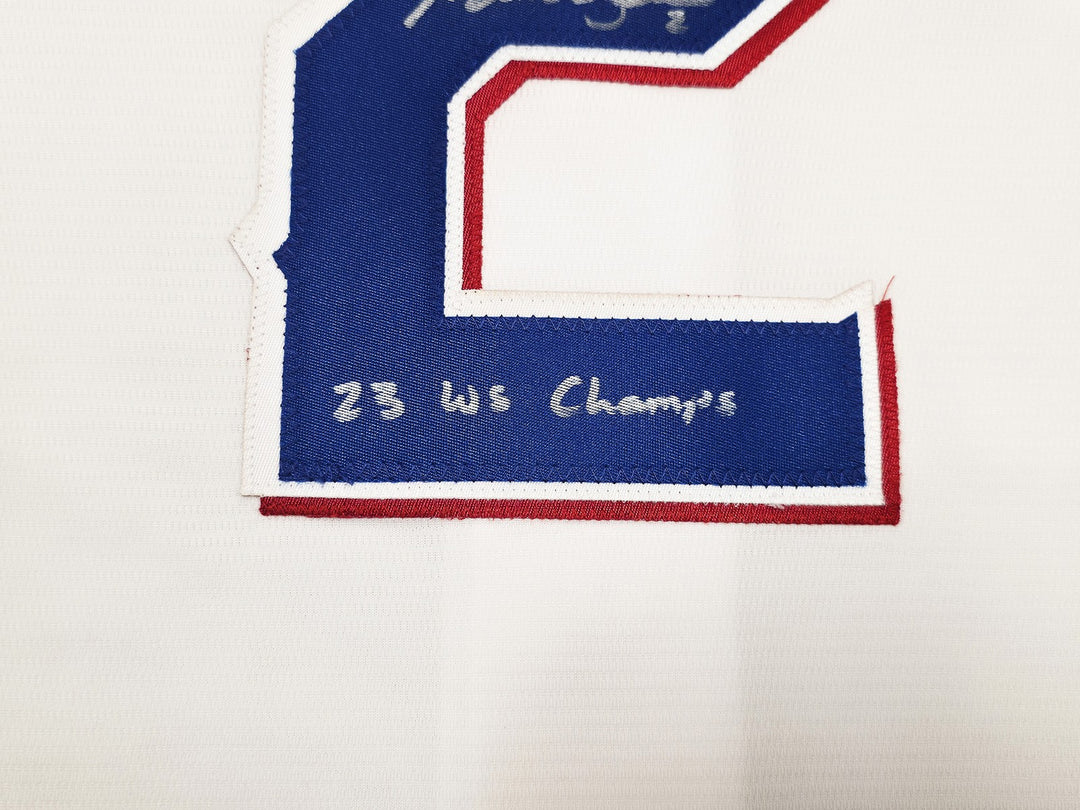 Rangers Marcus Semien Signed White Nike Jersey Size L "23 WS Champs" Beckett Wit